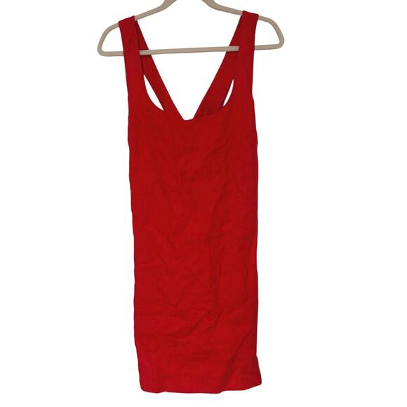 NWOT Madewell Cross-Back A-Line Mini Dress in Linen Red Size 12 - Picture 4 of 8